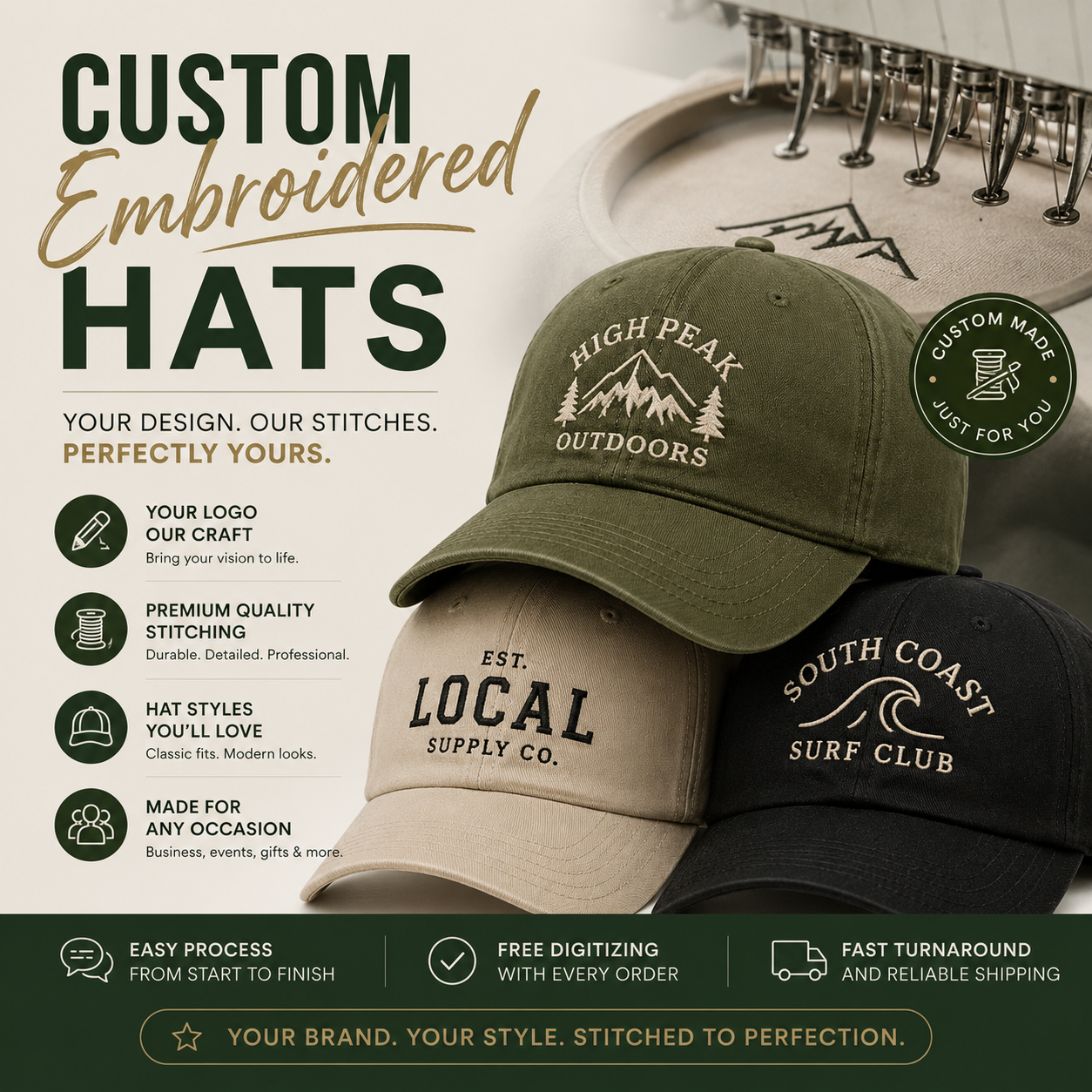 Custom Logo Embroidered Hats | Premium Quality Caps