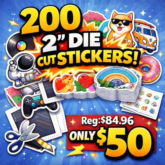 200 Custom Die Cut Stickers